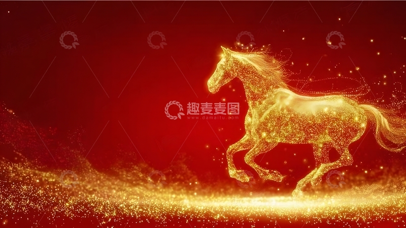 高清大图下载【趣麦麦图】金光闪耀马匹艺术插画