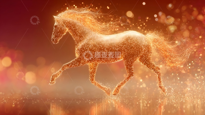 高清大图下载【趣麦麦图】梦幻金马粒子艺术图