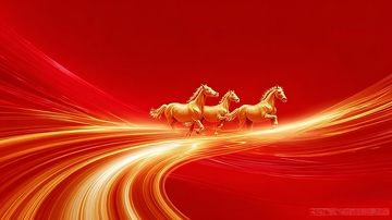金马奔腾红色背景装饰画