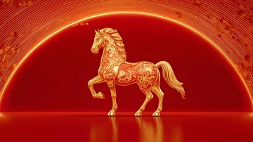 金色骏马装饰图案