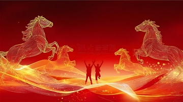 红色骏马奔腾艺术背景