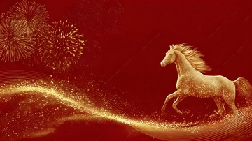 金色马匹烟花庆祝背景