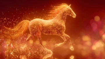 金光璀璨马匹数字艺术