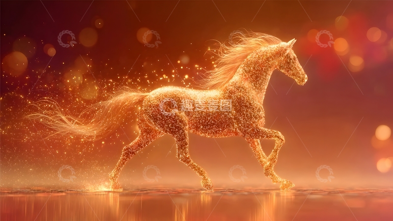 高清大图下载【趣麦麦图】金光闪闪梦幻马匹艺术图像