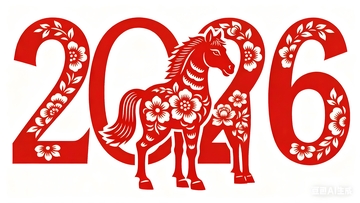 剪纸风马年贺岁图案设计素材