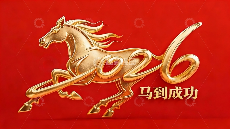 高清大图下载【趣麦麦图】金色马到成功图案