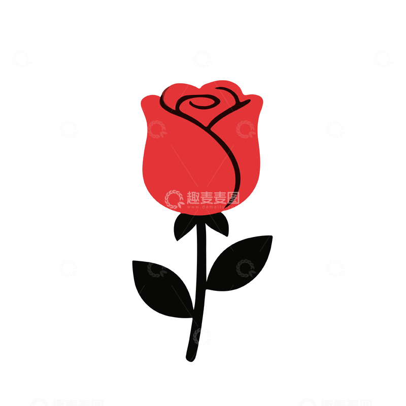源文件下载【趣麦麦图】简约红玫瑰插画设计素材