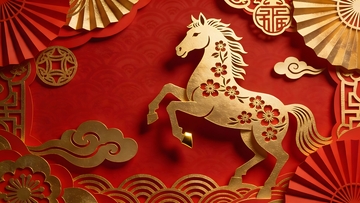 金色骏马喜庆装饰图案设计