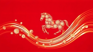 金色马踏浪艺术图案