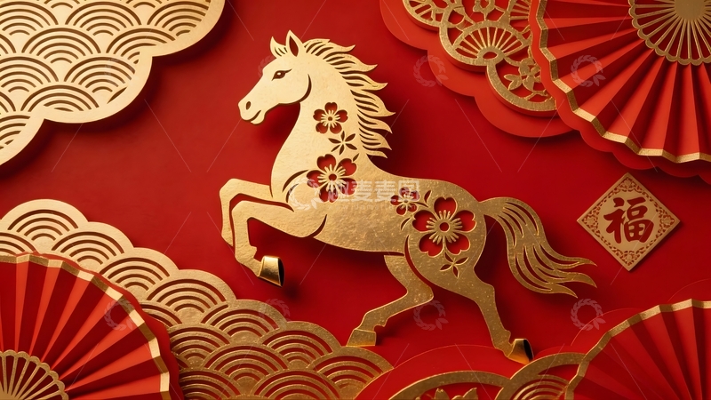 高清大图下载【趣麦麦图】中国风马年节庆装饰设计