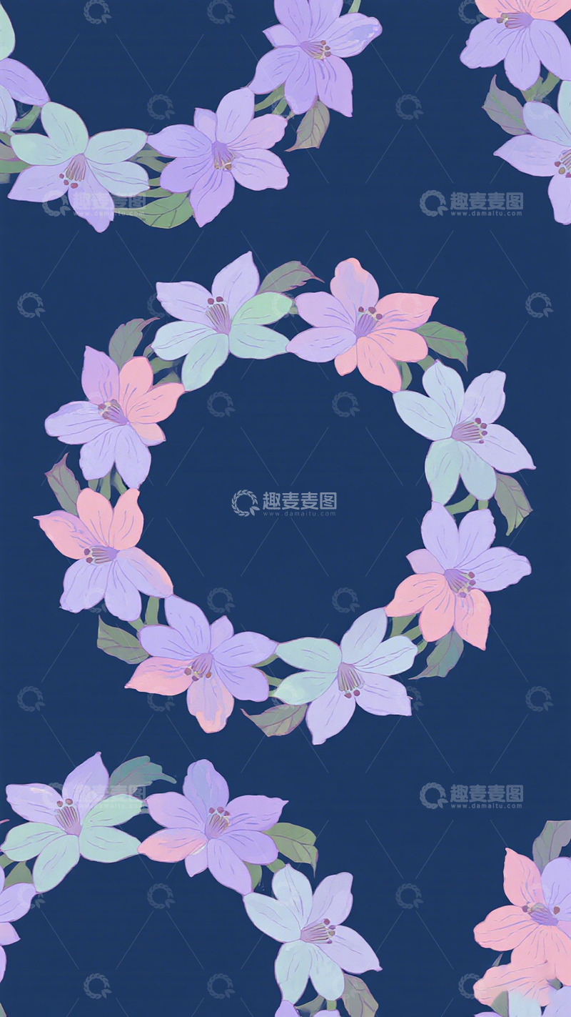 高清大图下载【趣麦麦图】浪漫花卉装饰图案壁纸