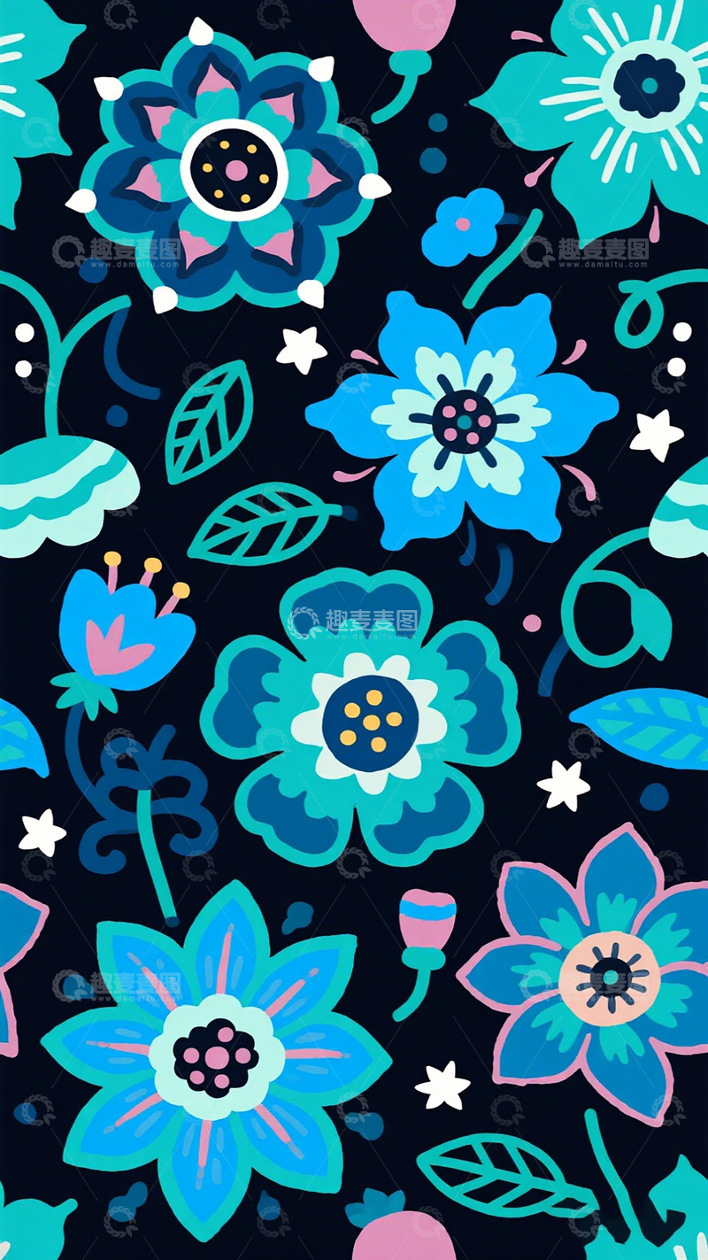 高清大图下载【趣麦麦图】彩绘花朵背景设计素材