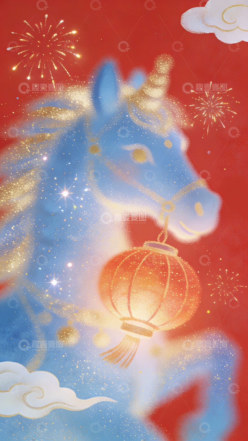 源文件下载【趣麦麦图】梦幻感春节小马1