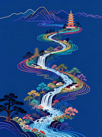 手绘万里江山