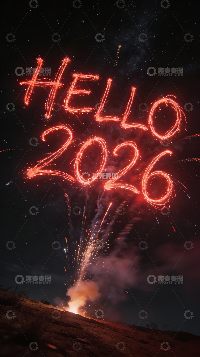 源文件下载【趣麦麦图】hello2026烟花夜景4