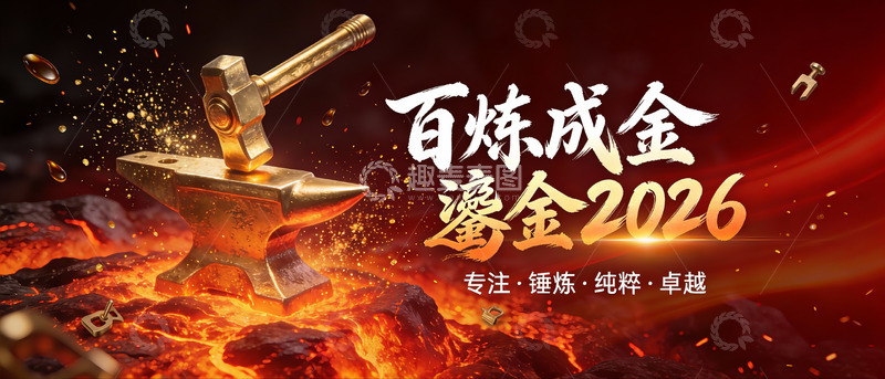 高清大图下载【趣麦麦图】百炼铸就卓越，鎏金2026匠魂图