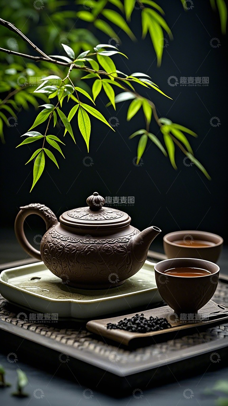 高清大图下载【趣麦麦图】静雅茶艺陶瓷茶具展示