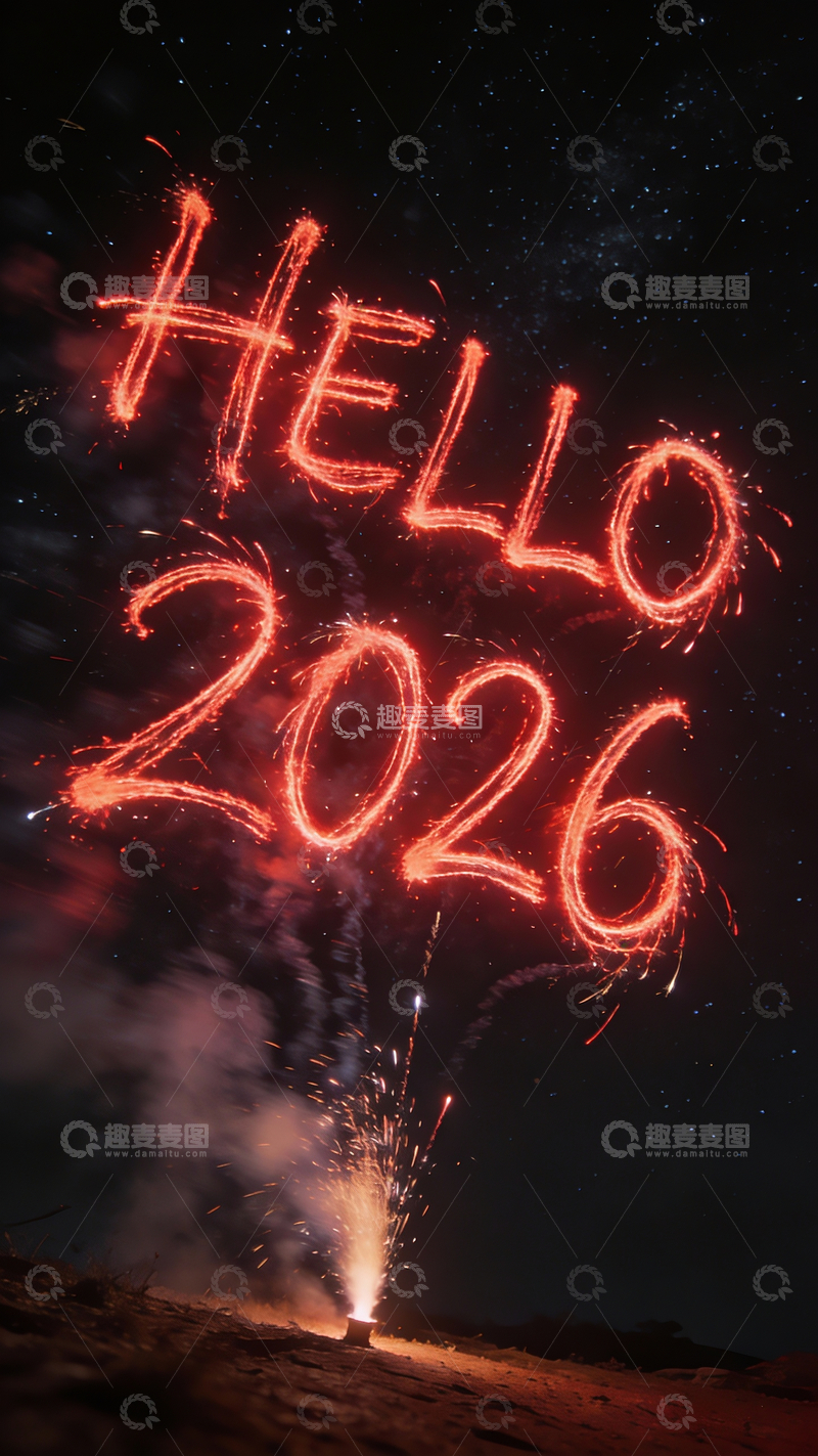 源文件下载【趣麦麦图】hello2026烟花夜景2
