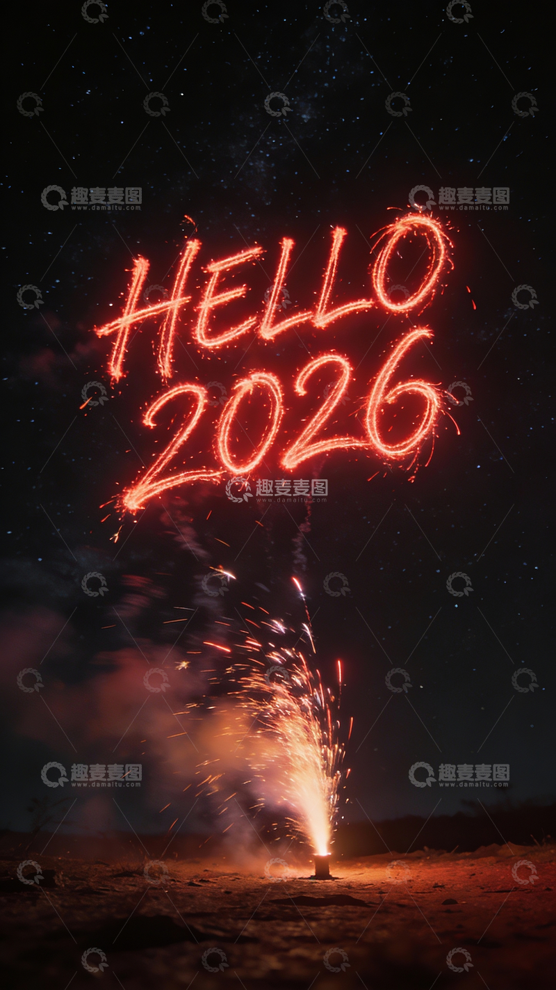 源文件下载【趣麦麦图】hello2026烟花夜景3