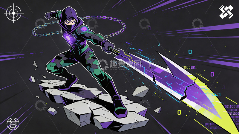 高清大图下载【趣麦麦图】赛博空间里的链刃格斗者