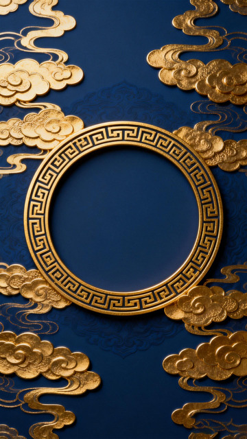 古典中式圆形边框装饰图案