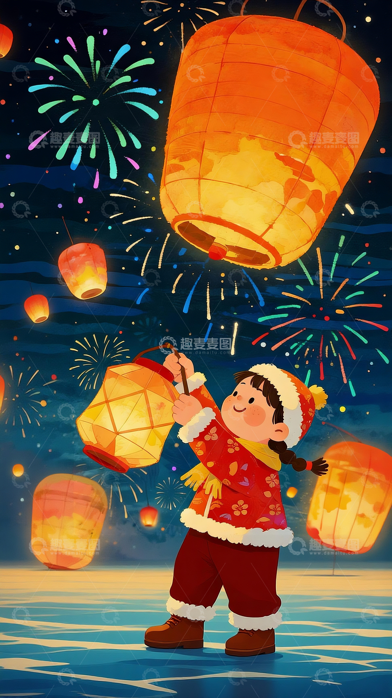 源文件下载【趣麦麦图】提灯笼的小朋友12