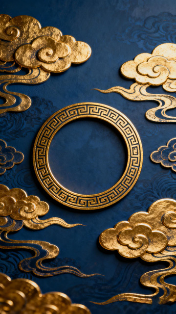 古典中国风金色云纹装饰图案