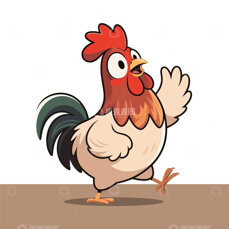源文件下载【趣麦麦图】卡通公鸡插画