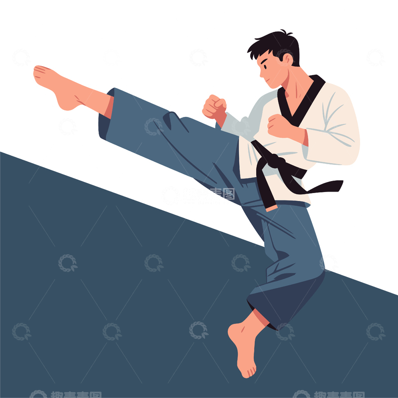 源文件下载【趣麦麦图】动漫风武术练习人物插画