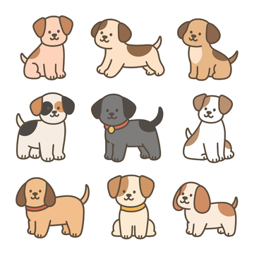 可爱卡通小狗插画合集