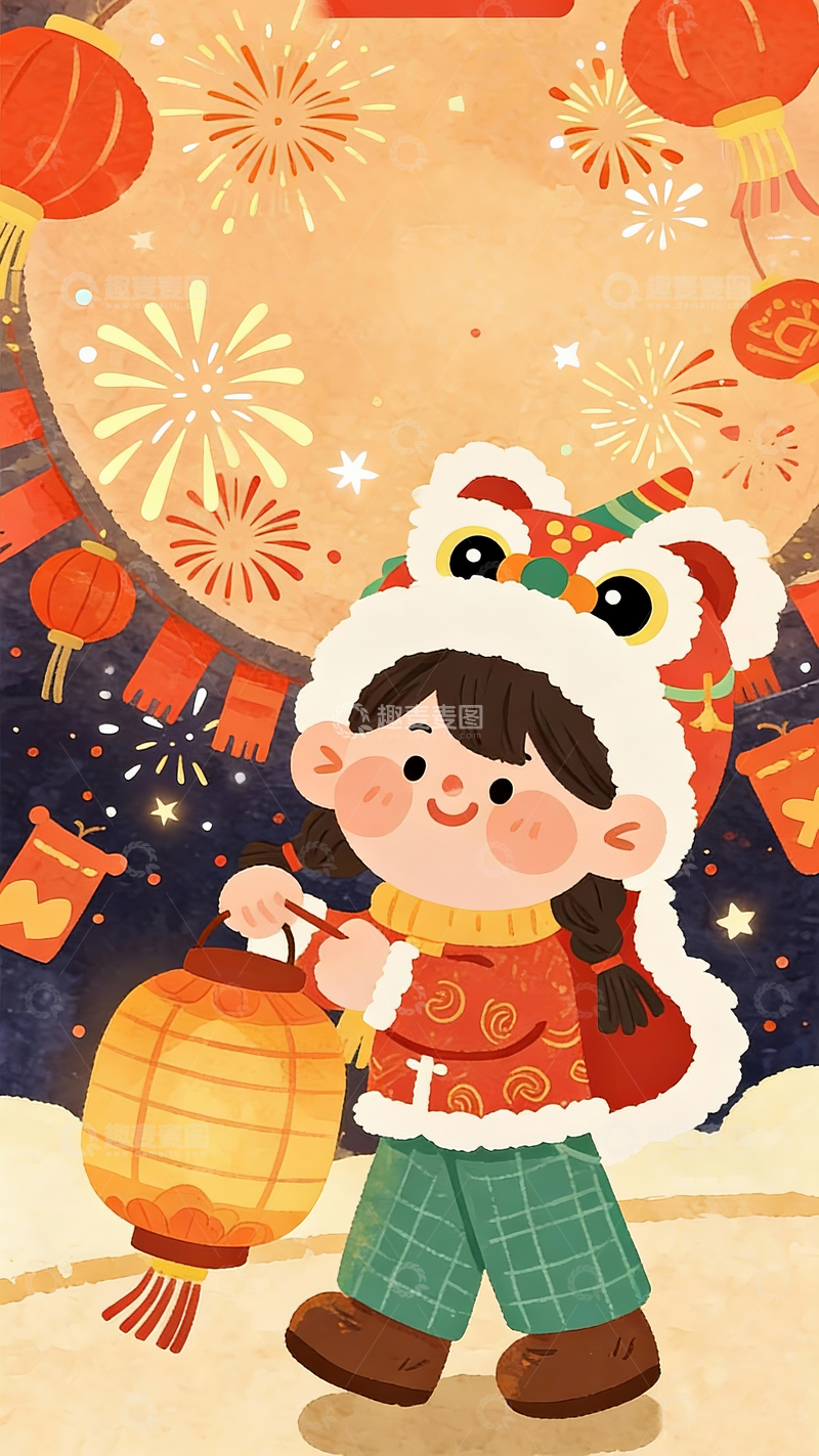 源文件下载【趣麦麦图】提灯笼的小朋友11