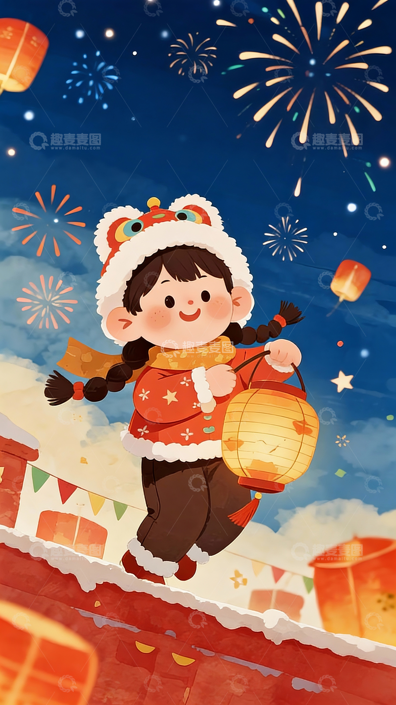 源文件下载【趣麦麦图】提灯笼的小朋友5