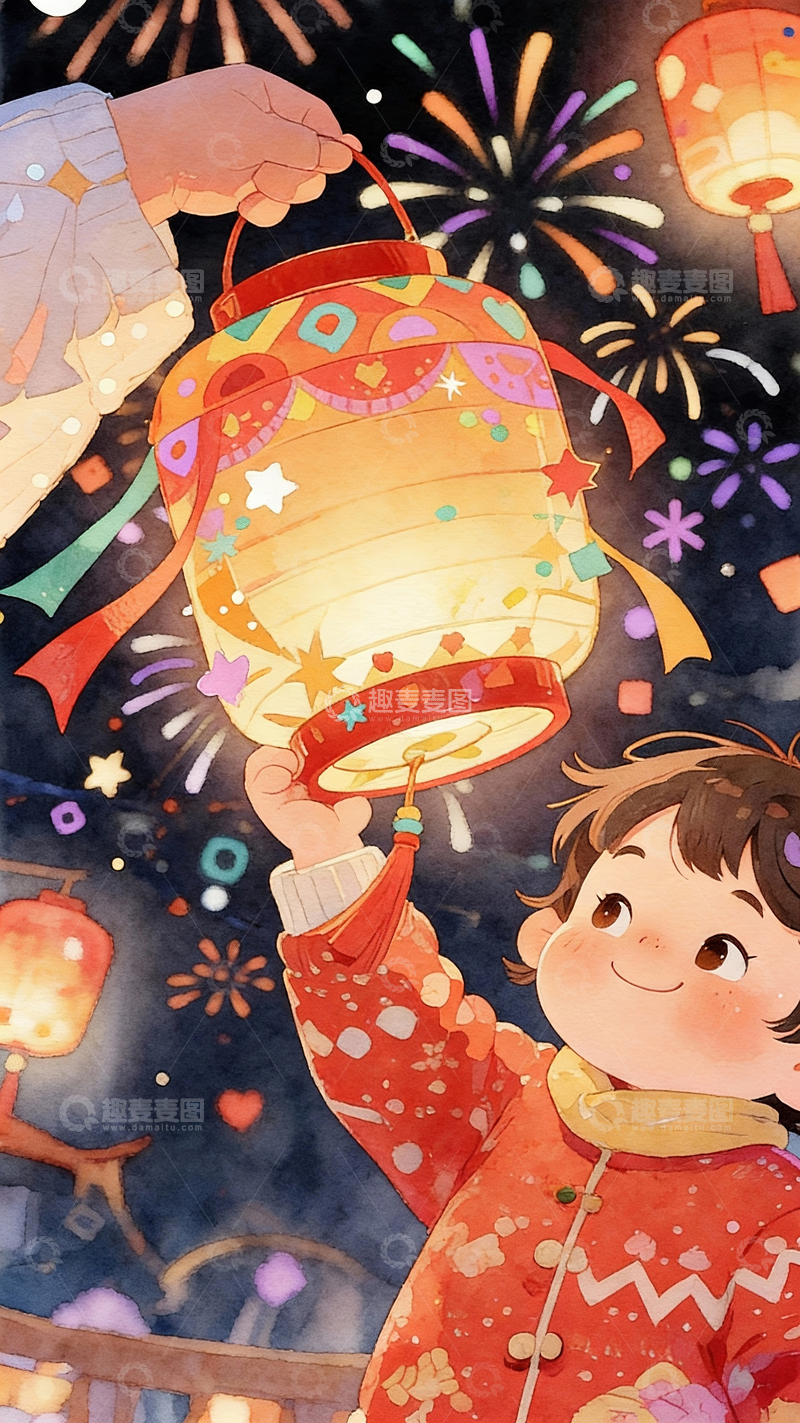 源文件下载【趣麦麦图】提灯笼的小朋友7