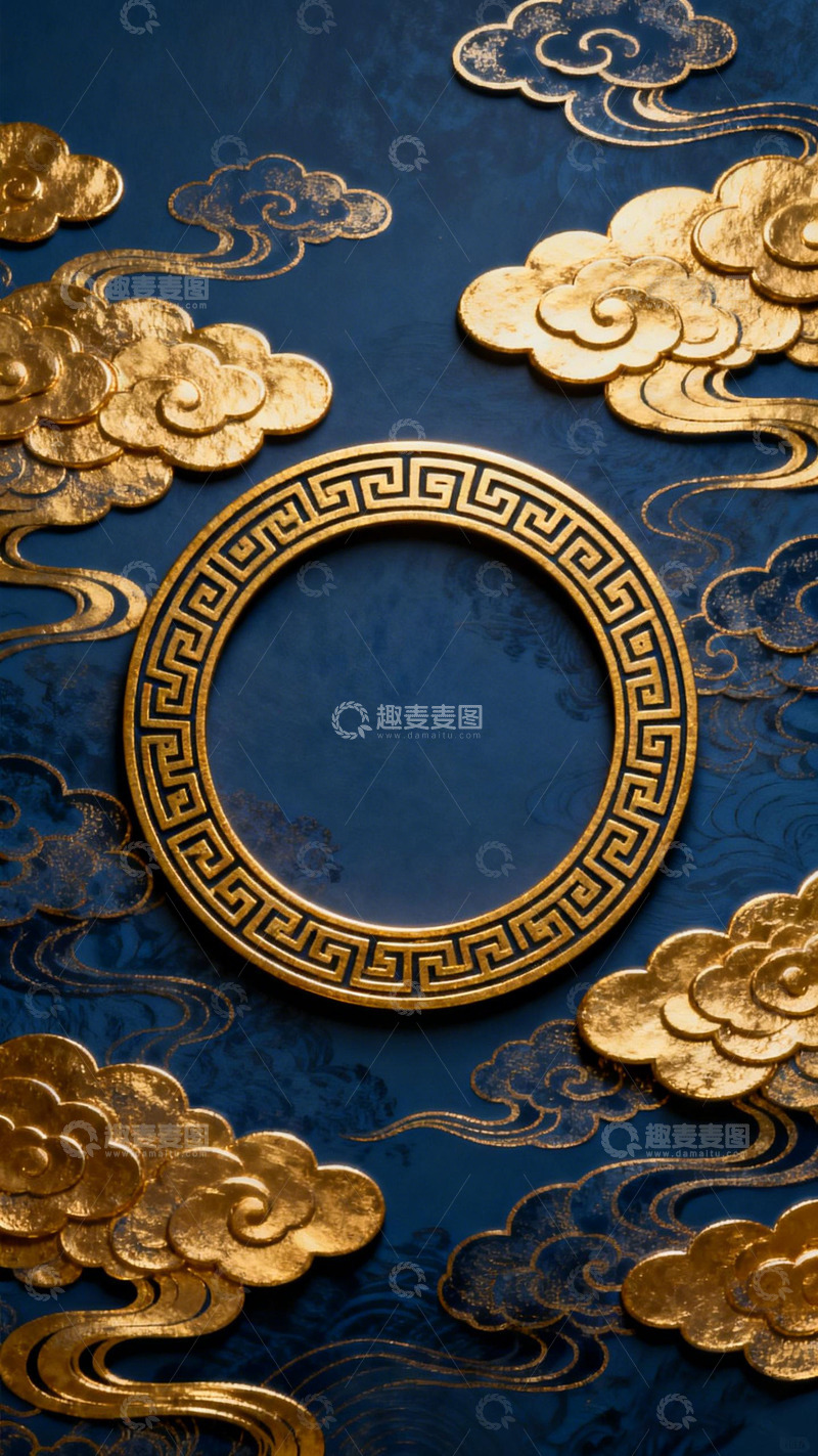 高清大图下载【趣麦麦图】古风金云装饰图案
