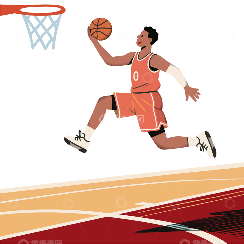 源文件下载【趣麦麦图】篮球运动员跃起投篮卡通矢量图
