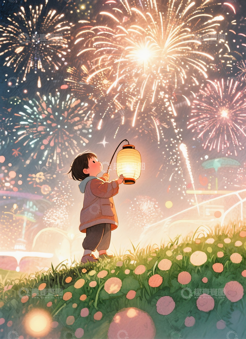 源文件下载【趣麦麦图】提灯笼的小朋友10