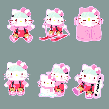 卡通猫咪贴纸插画设计素材