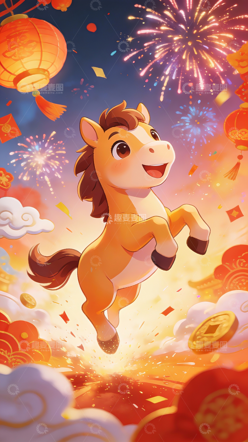 源文件下载【趣麦麦图】新年小马插画4