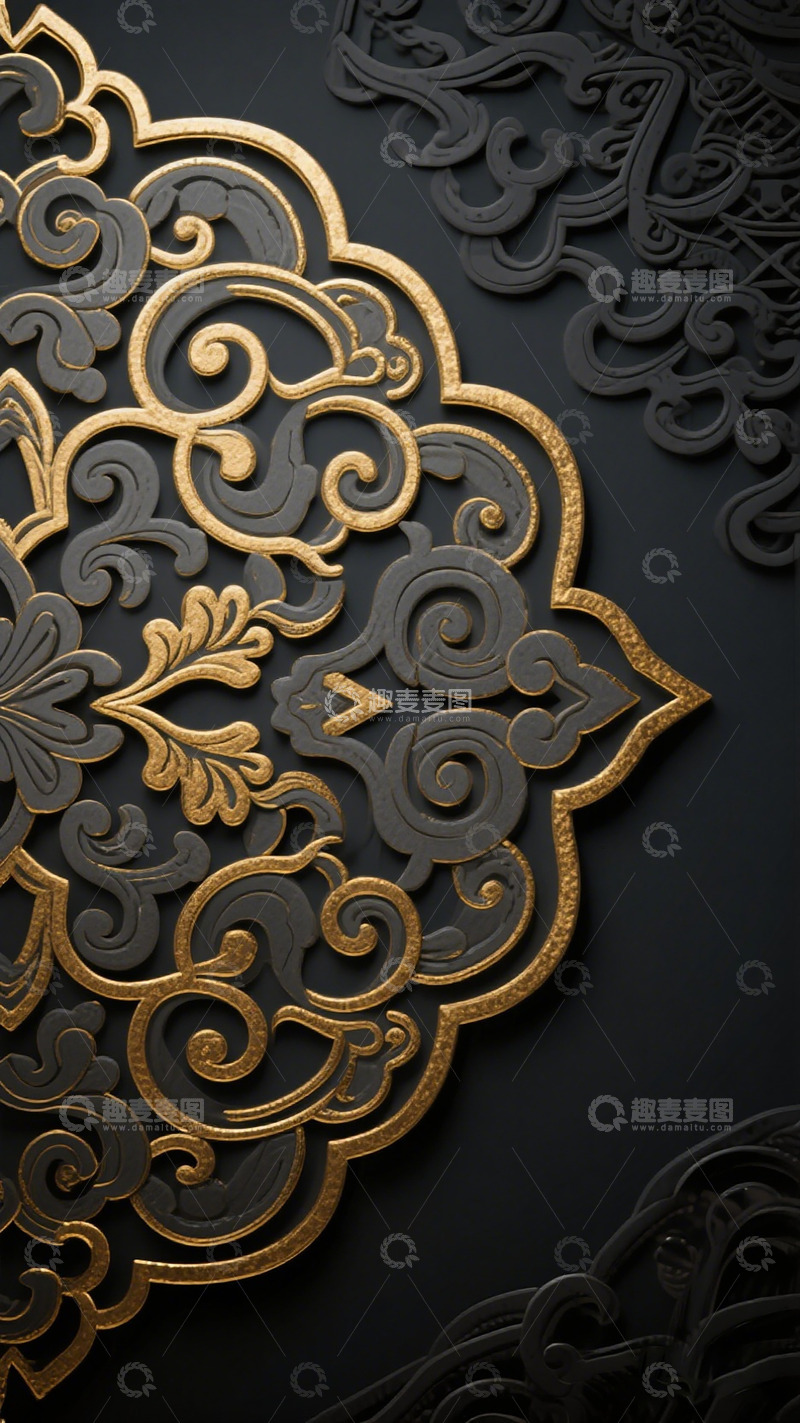 高清大图下载【趣麦麦图】金属浮雕花纹装饰图案