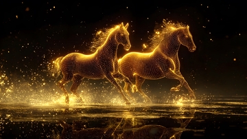 金光璀璨奔跑马数字艺术