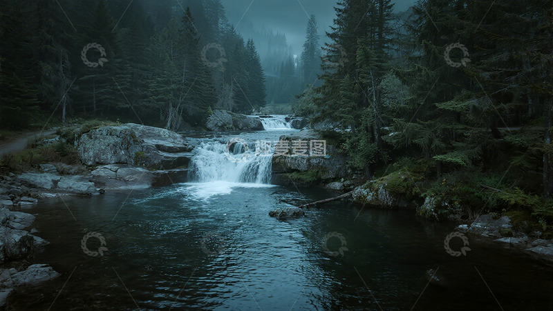 高清大图下载【趣麦麦图】幽深森林溪流风光摄影