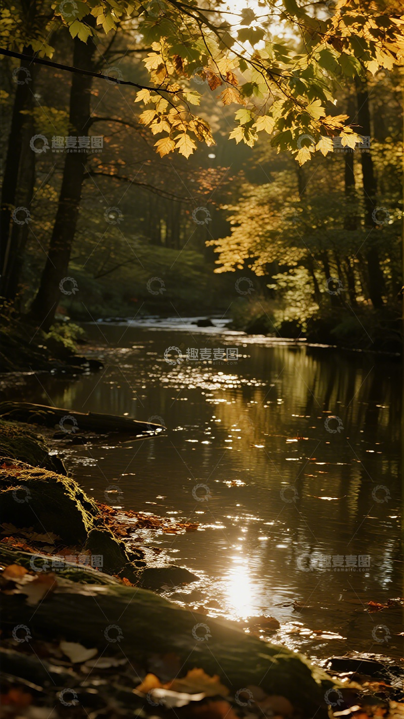 高清大图下载【趣麦麦图】秋日森林溪流美景