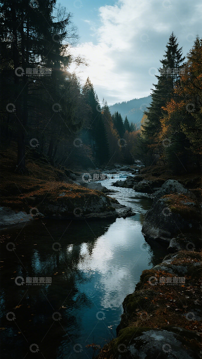 高清大图下载【趣麦麦图】秋林溪流风光摄影