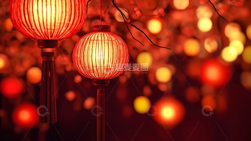 高清大图下载【趣麦麦图】红色灯笼节日氛围摄影图片