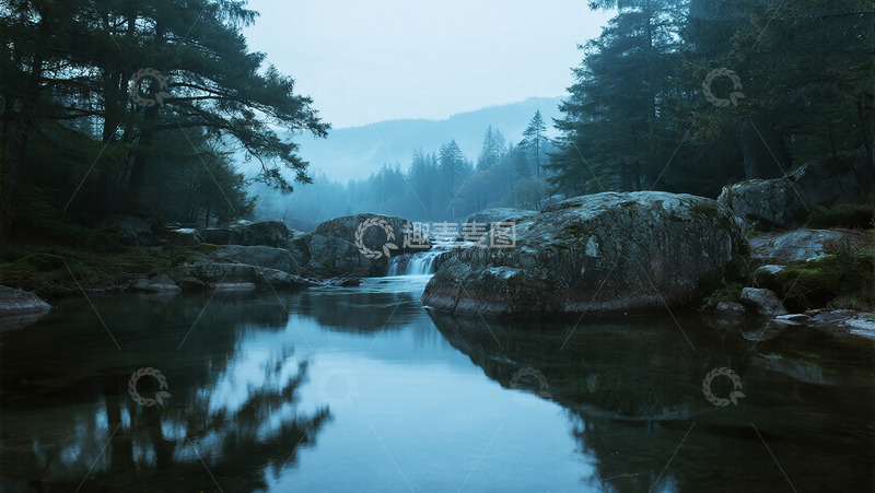 高清大图下载【趣麦麦图】静谧山林溪流风光摄影图片