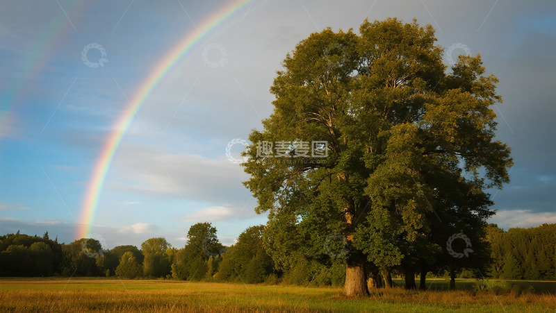 高清大图下载【趣麦麦图】彩虹绿树自然风光摄影图片