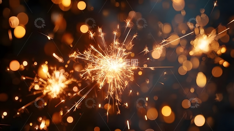 高清大图下载【趣麦麦图】烟花绽放喜庆节日