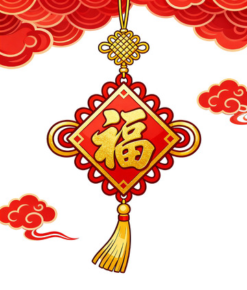 中国结福字装饰新年元素矢量素材