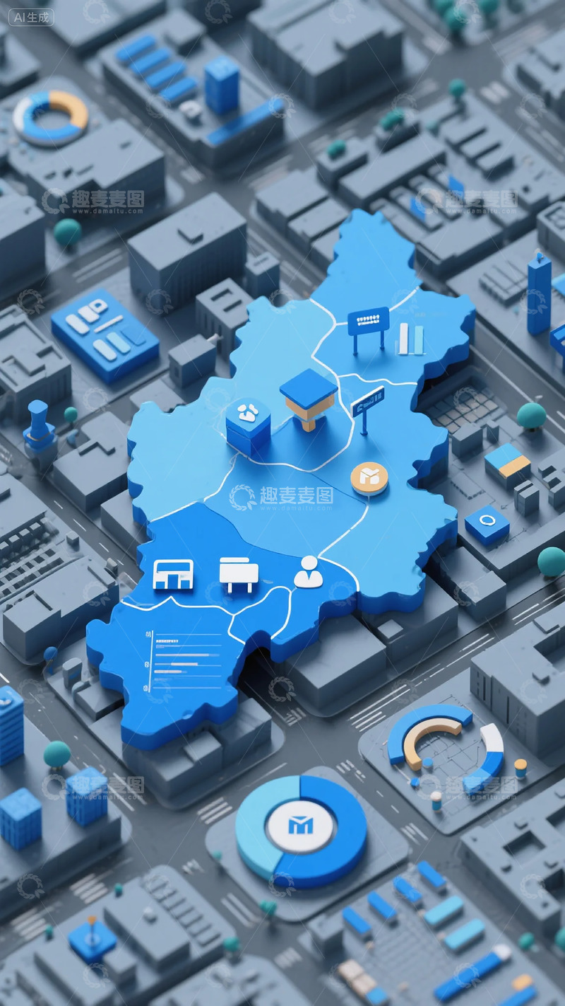 高清大图下载【趣麦麦图】科技城市地图三维模型