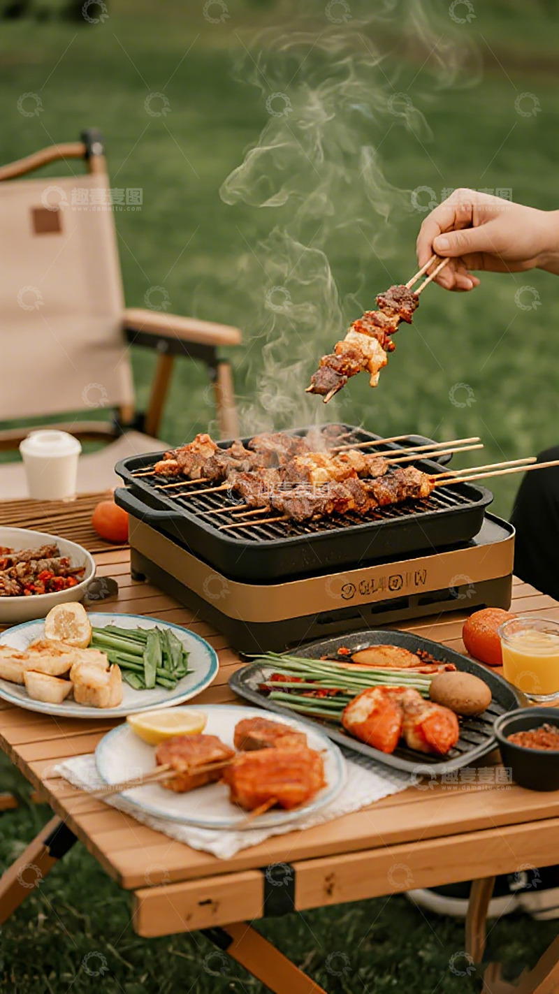 高清大图下载【趣麦麦图】户外烧烤美食野餐场景